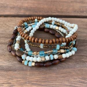 Boho Semi-Precious and Wood Beaded Bracelets